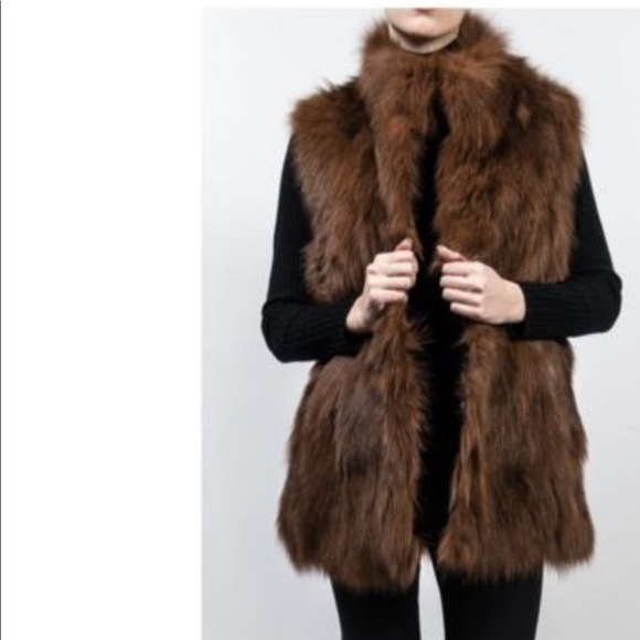 Linda Richards Genuine Fur Vest in TEAL - Picture 2 of 3